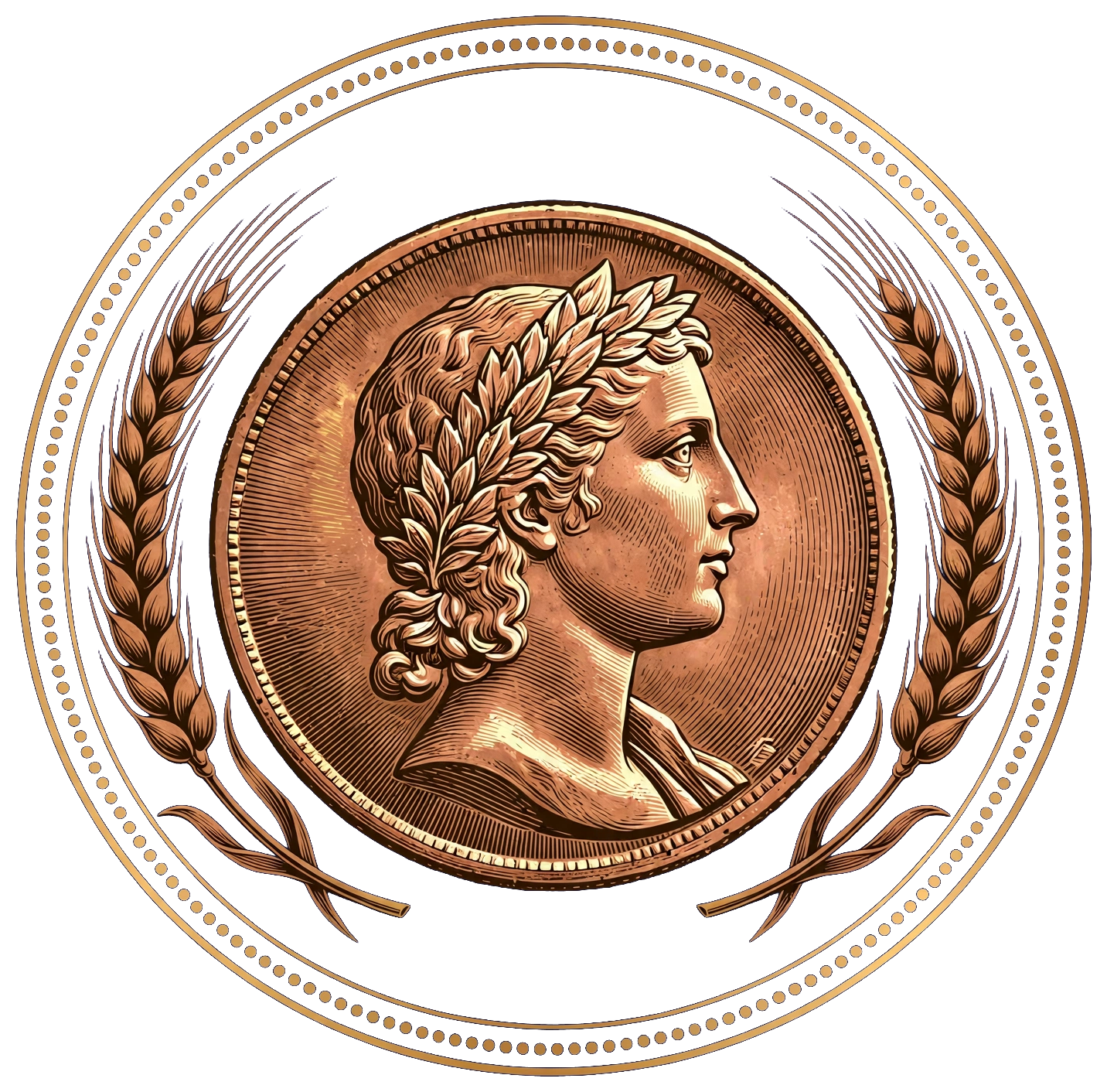 The Coin Relics logo — copper coin with wheat ears